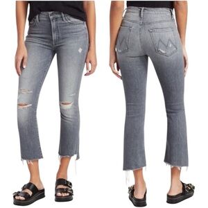 MOTHER The Insider Crop Step Fray Jeans | Ace of Spades Gray Distressed Denim 25